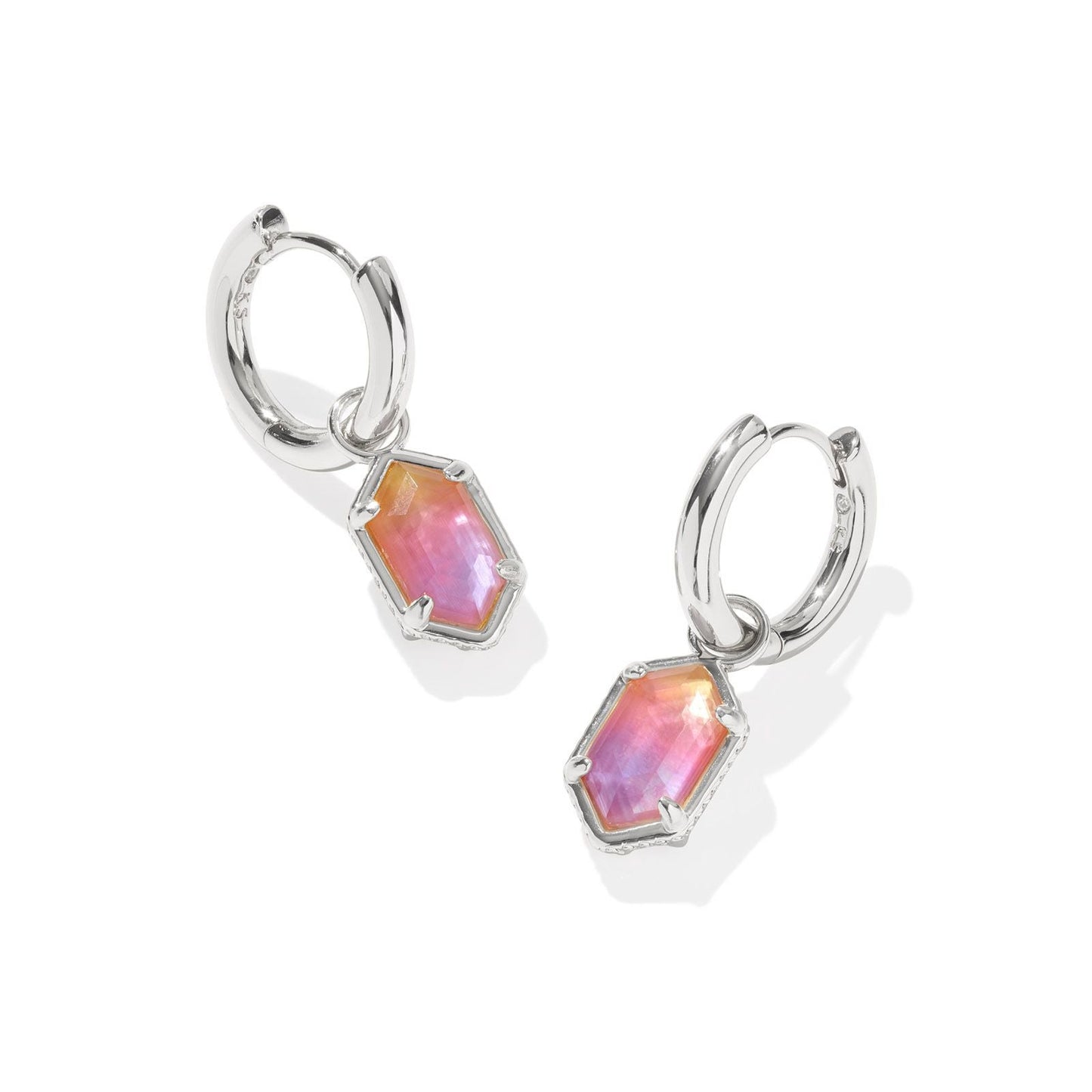 Hallie Huggie Earrings Silver Sunrise Watercolor Illusion