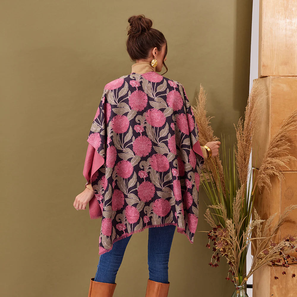 Chrysanthemum Flower Pink Reversible Wrap