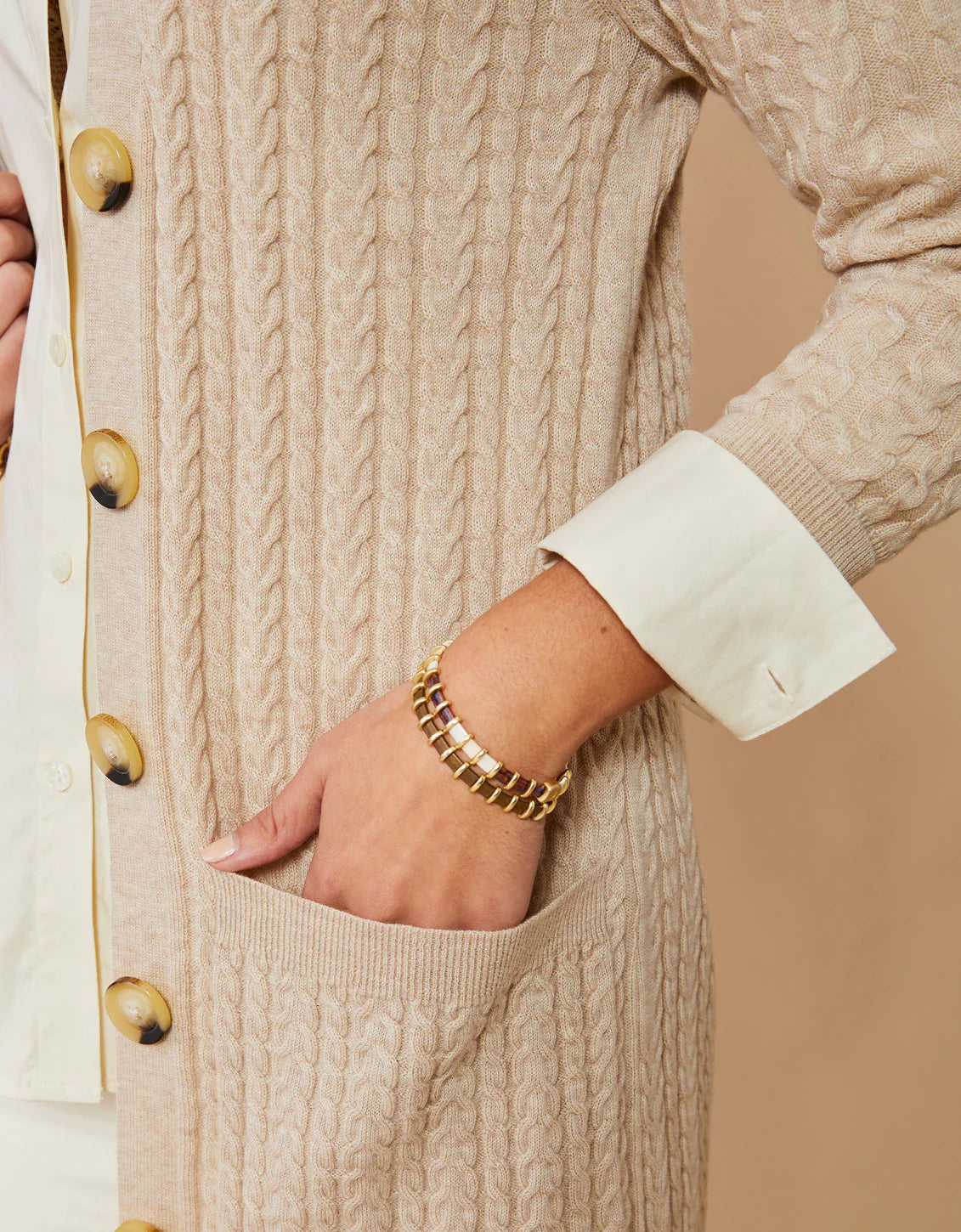 Lila Stretch Bracelet Tortoise/Cream
