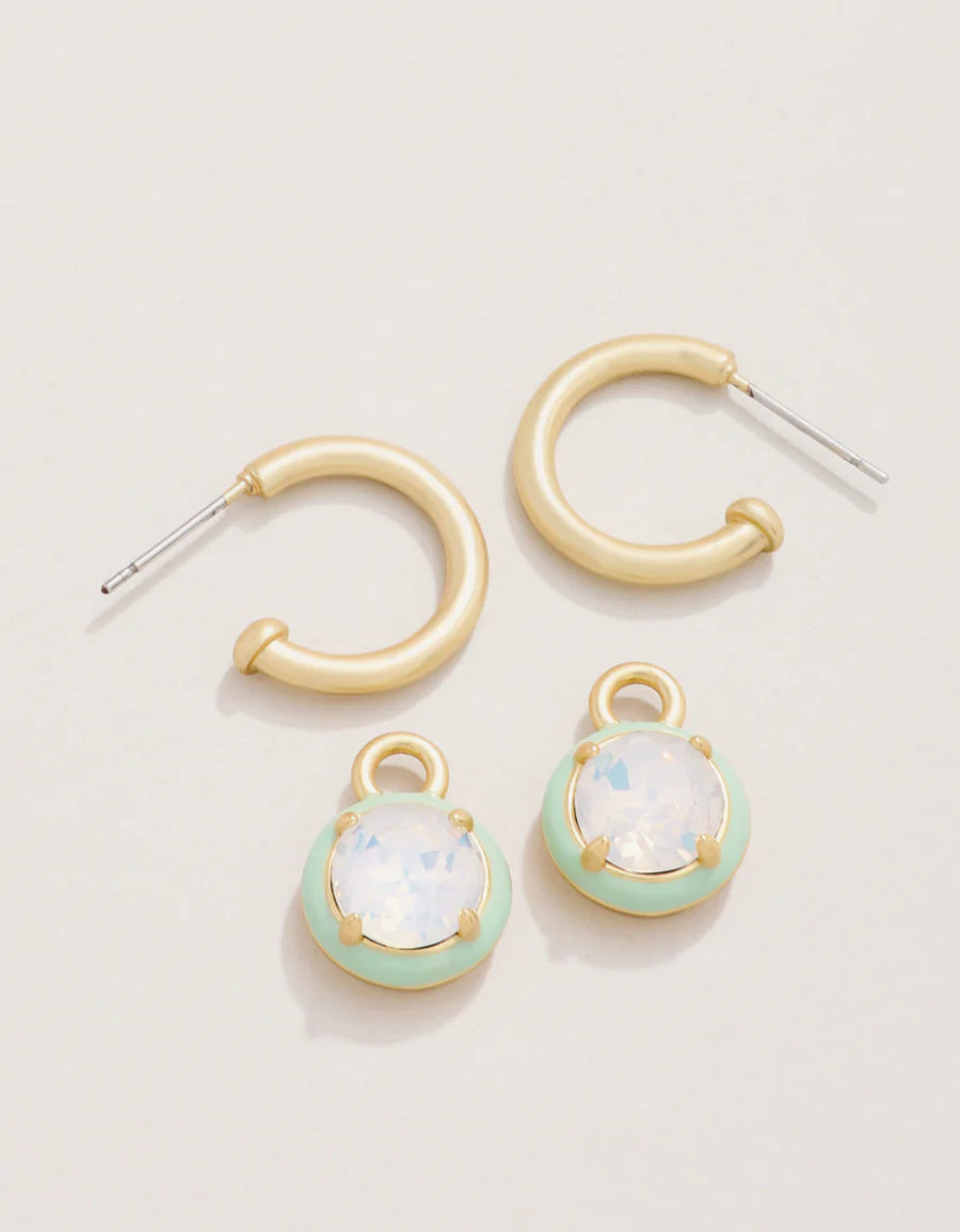 Clara Drop Hoop Earrings White Opal