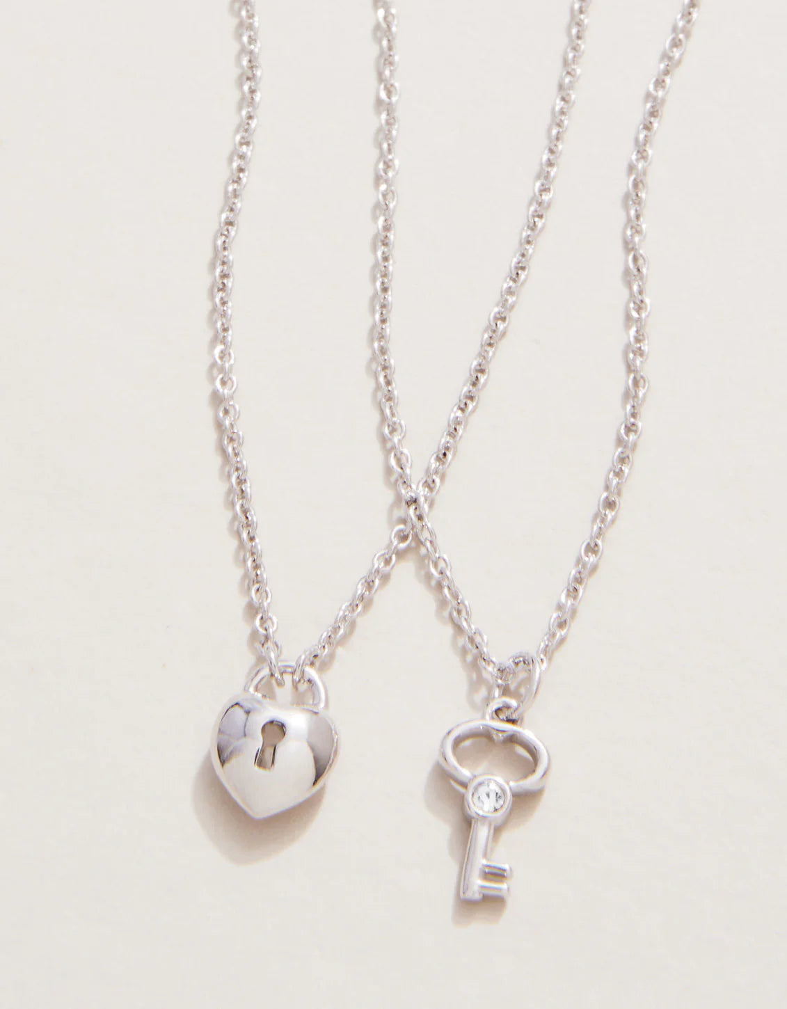 Sea La Vie Necklace 18" Best Friends/Heart Key Silver (2 piece set)