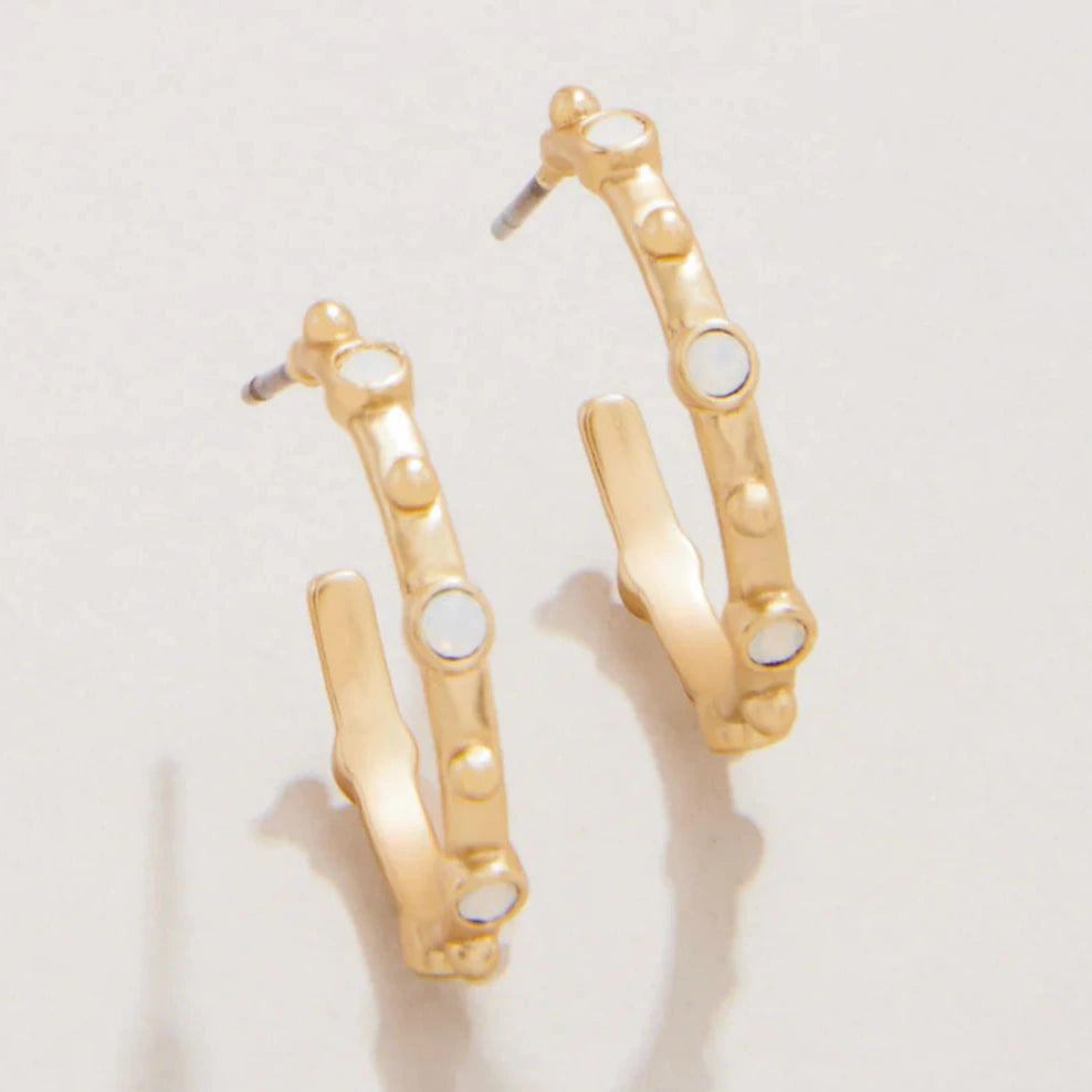 Bristol Hoop Earrings 20mm White Opal