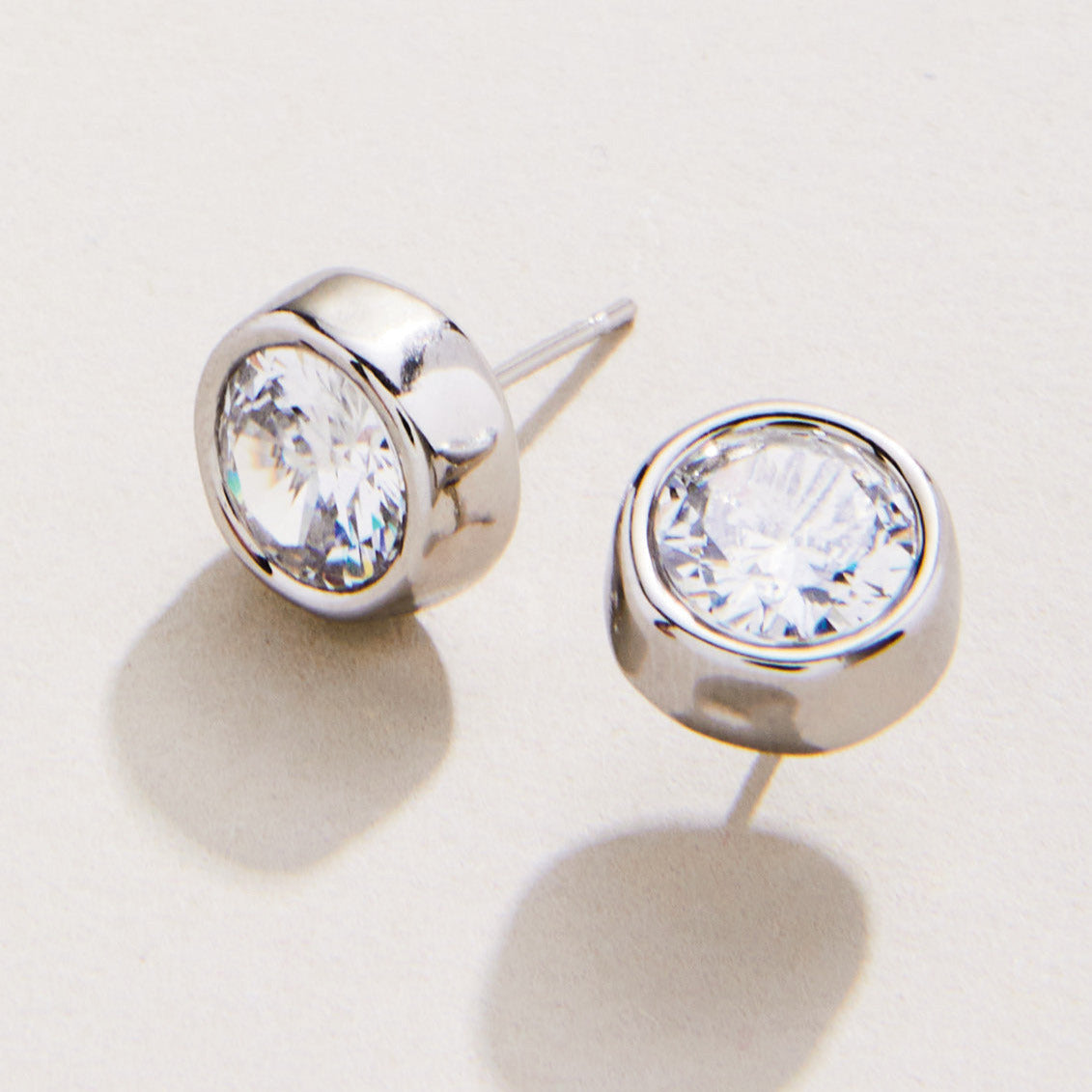 Lighthouse Stud Earrings Cubic Zirconia Silver