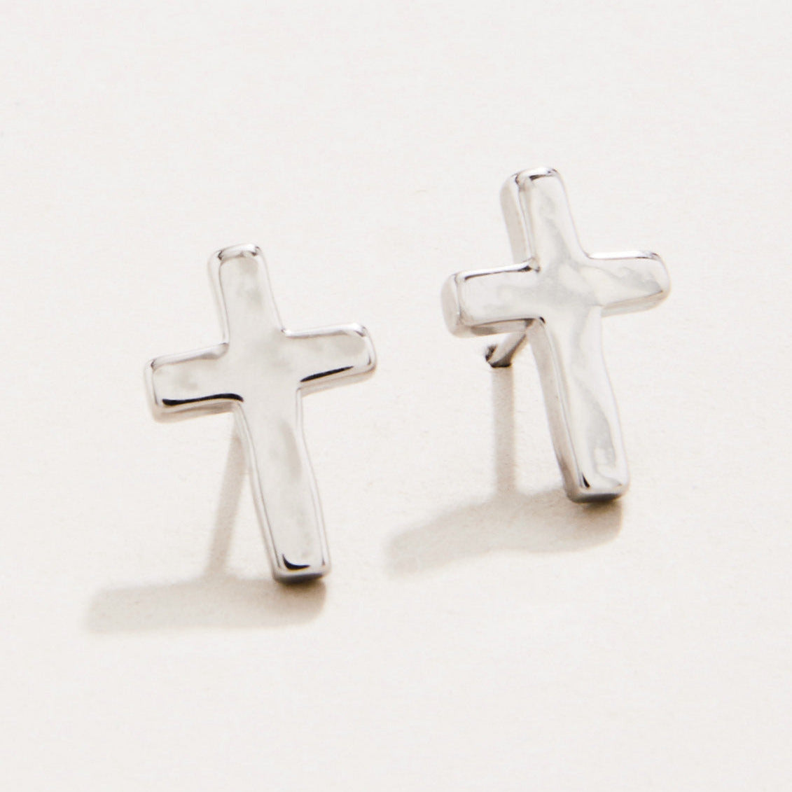 Cross Stud Earrings Silver