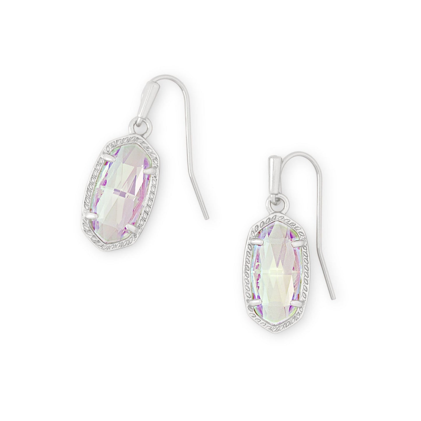 Lee Drop Earrings Silver Dichroic Glass