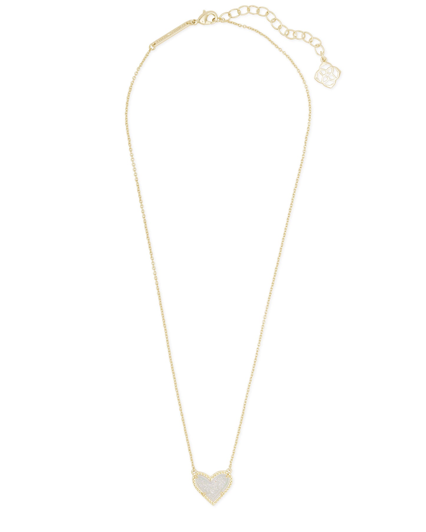 Ari Heart Short Pendant Necklace Gold Iridescent Drusy