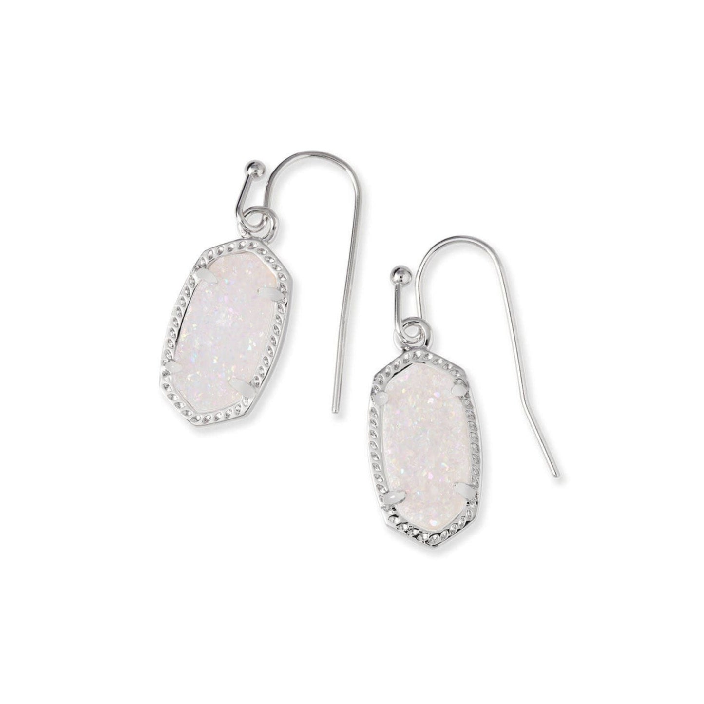 Lee Drop Earrings Silver Iridescent Drusy