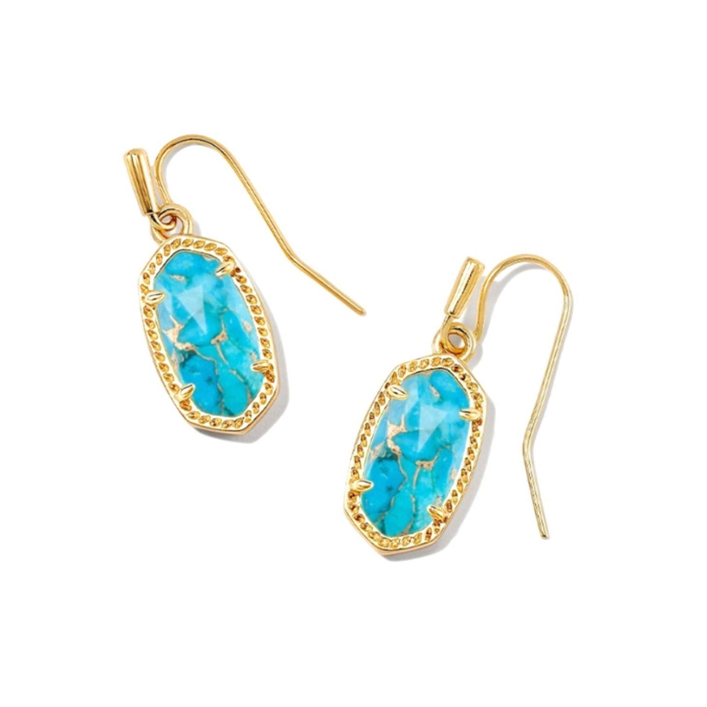 Lee Drop Earrings Gold Bronze Veined Turquoise