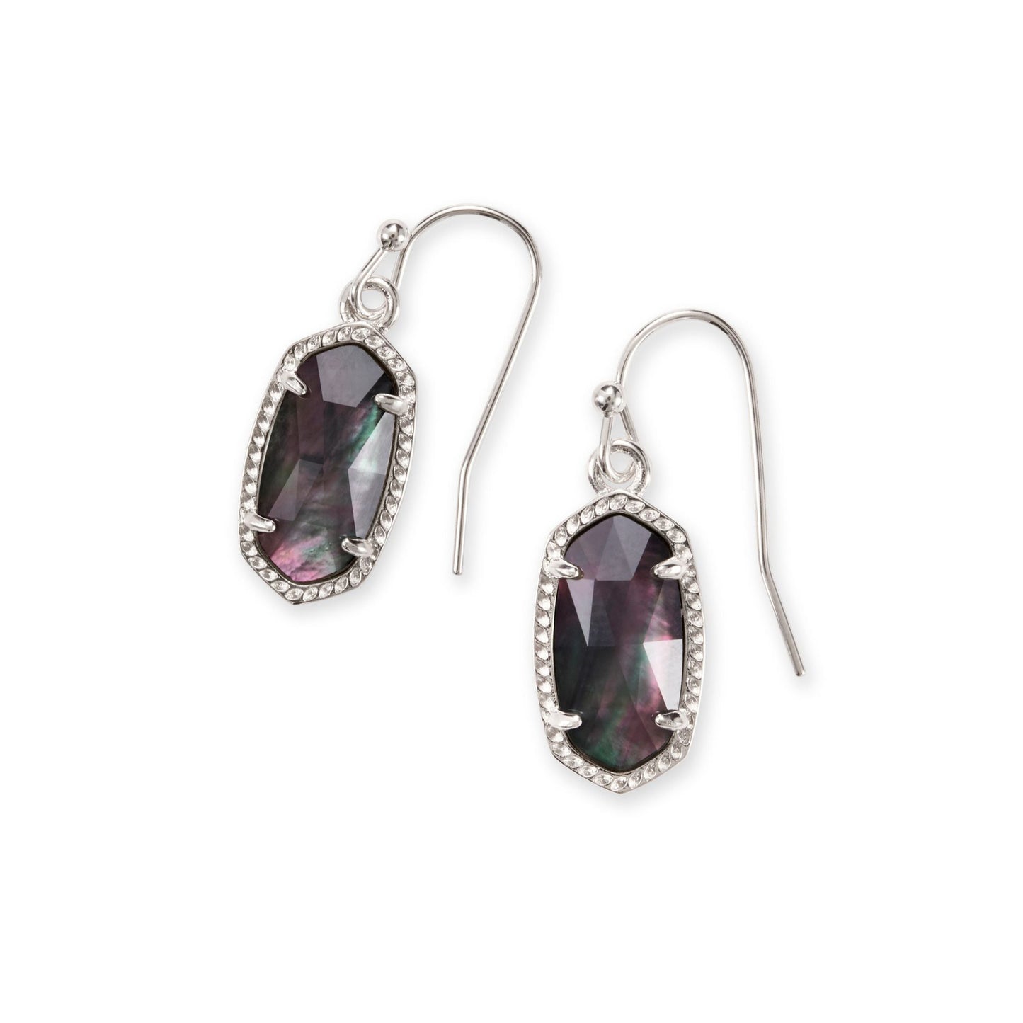 Lee Drop Earrings Silver Black Mother of Pearl