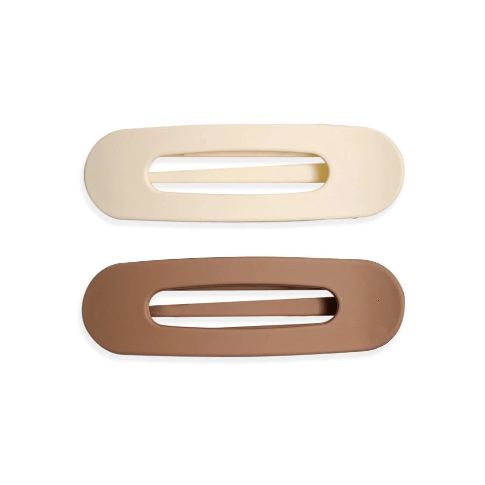 Soft Matte Skinny 2-Pack Flat Lay Claw Clips Cappuccino