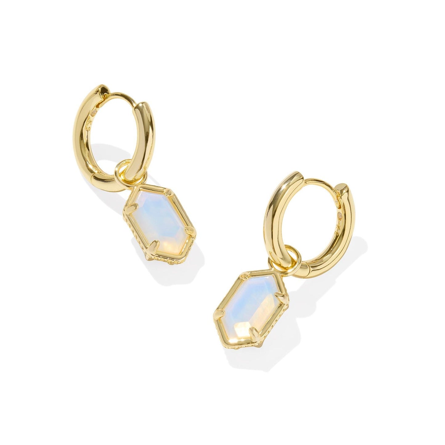 Hallie Huggie Earrings Gold Opalite Illusion