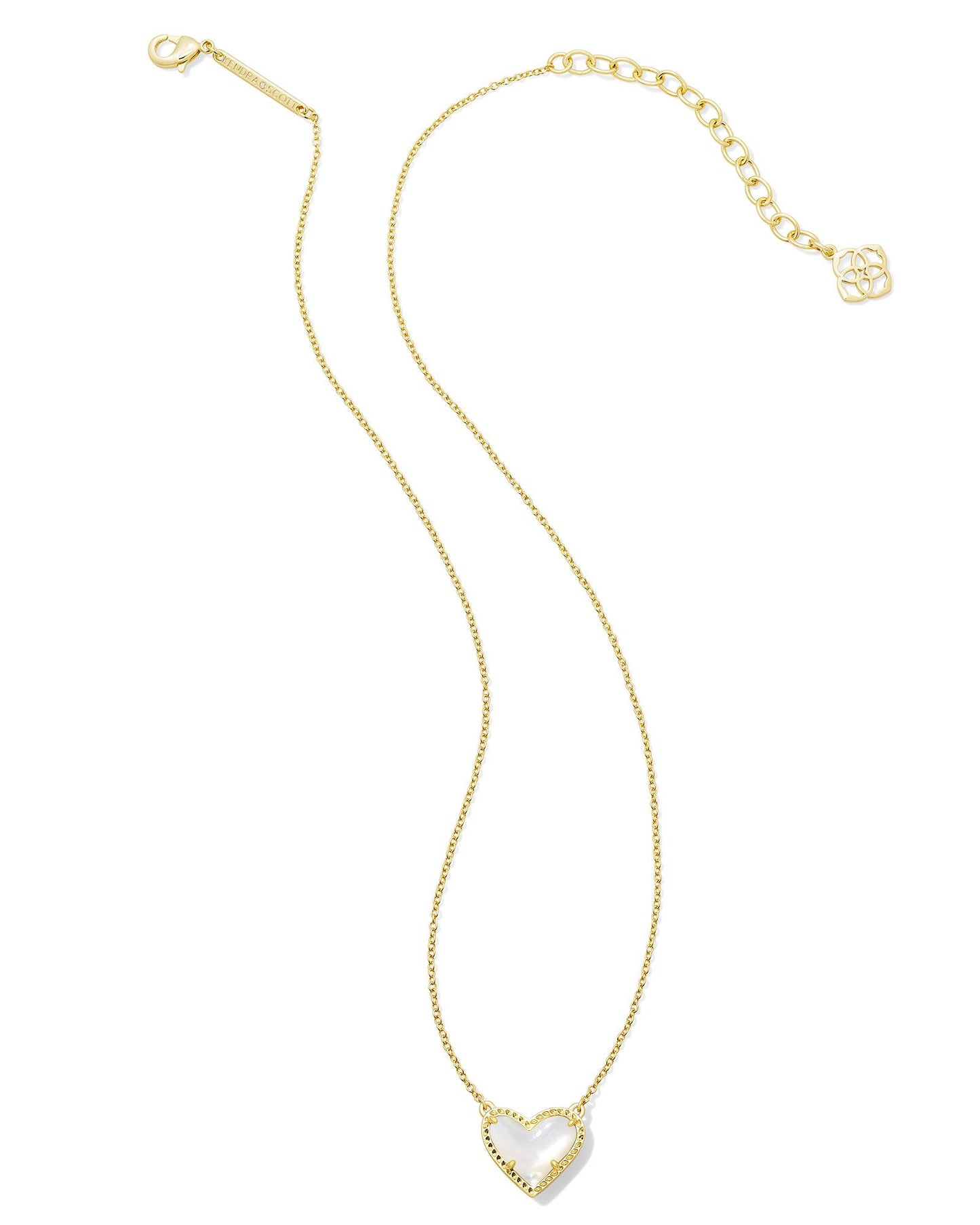 Ari Heart Short Pendant Necklace Gold Ivory Mother of Pearl