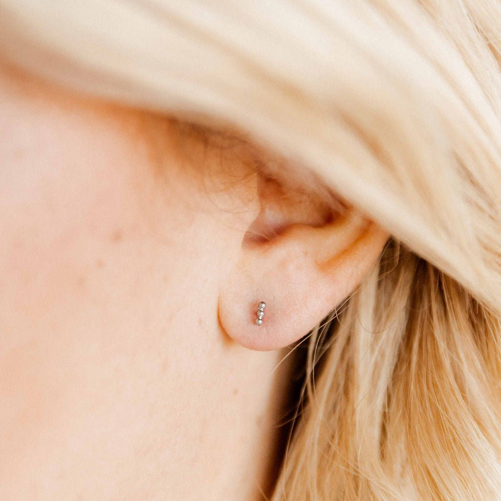 Micro Tally Silver Screwback Stud Earrings