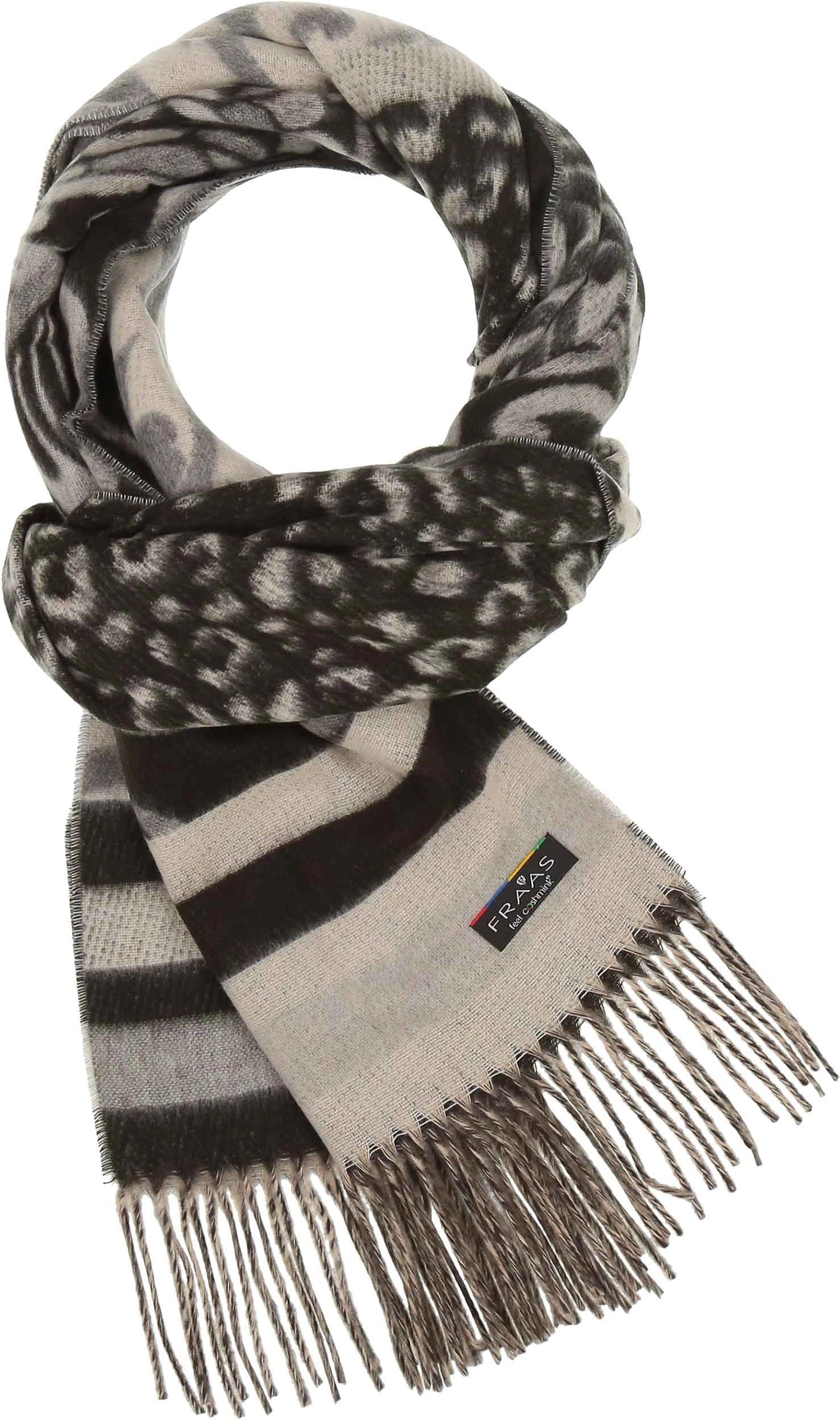 Leopard Paisley Patchwork Scarf Black/White