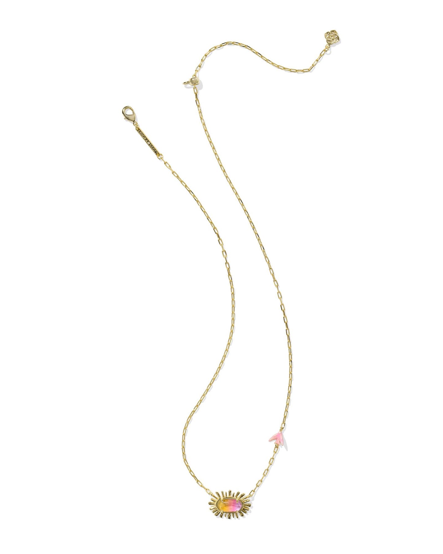 Elisa Bird Short Pendant Necklace Gold Sunrise Watercolor Illusion
