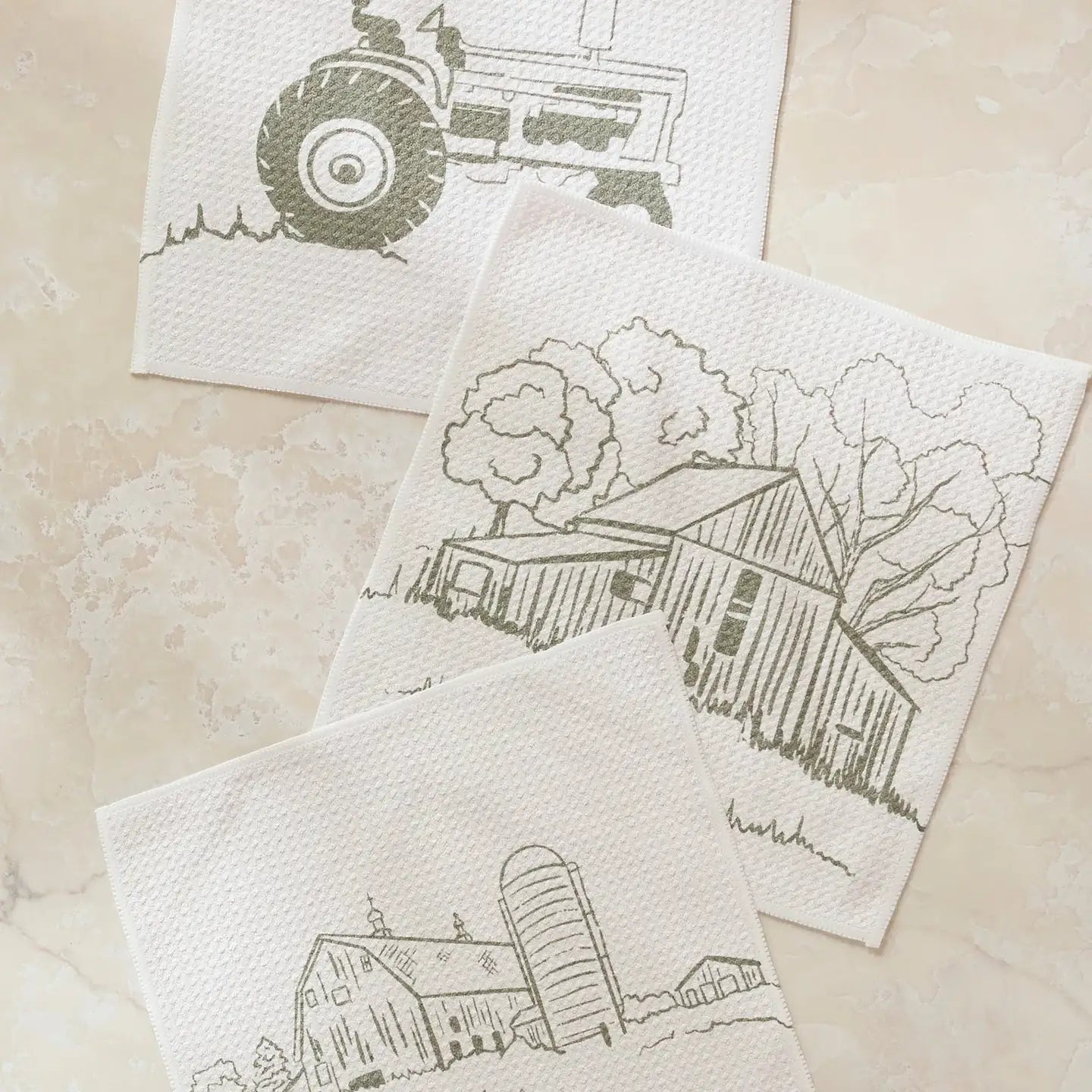 Old Farm Dishcloth Set of 3