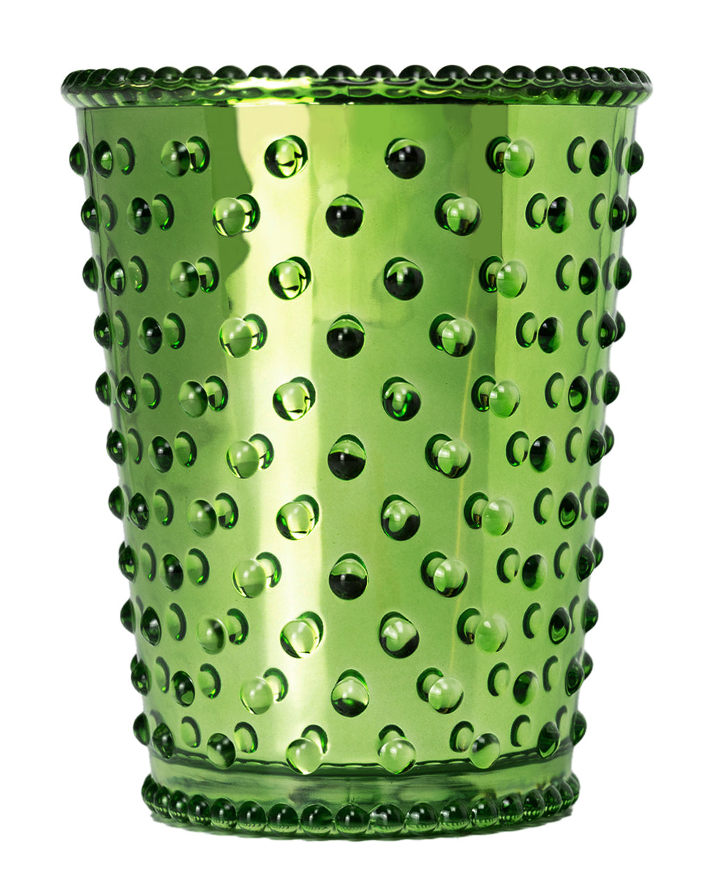 Chrome Evergreen Hobnail Glass Candle