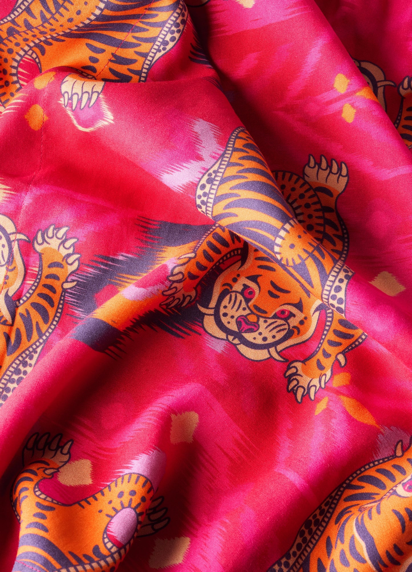 Beach Cover Up Ikat Tigers Fuchsia