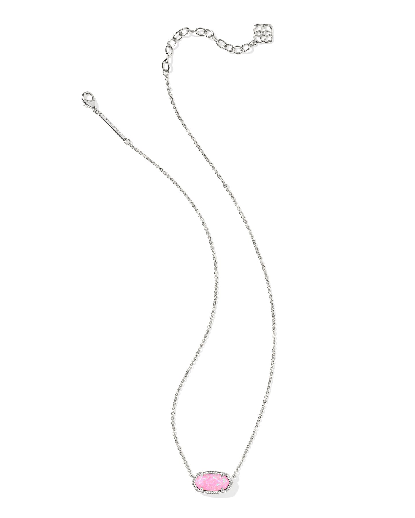 Elisa Short Pendant Necklace Silver Carnation Kyocera Opal