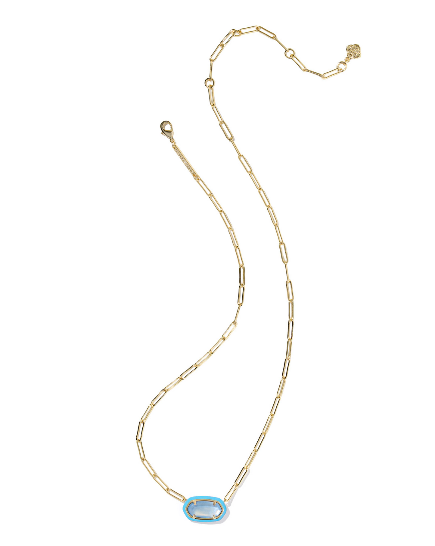 Elisa Enamel Frame Paperclip Necklace Gold Periwinkle Illusion