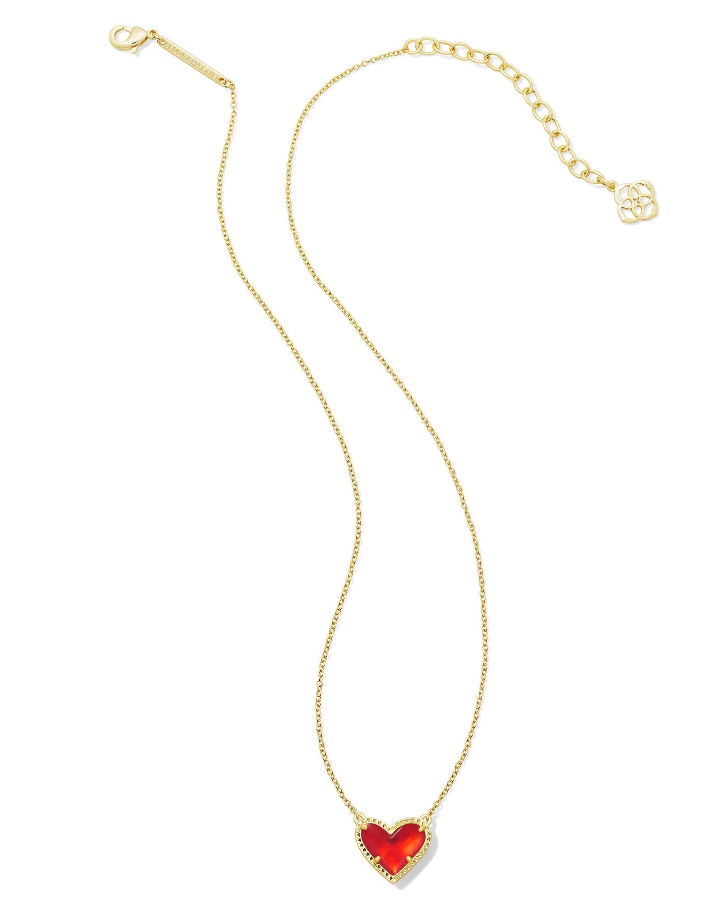 Ari Heart Short Pendant Necklace Gold Red Illusion