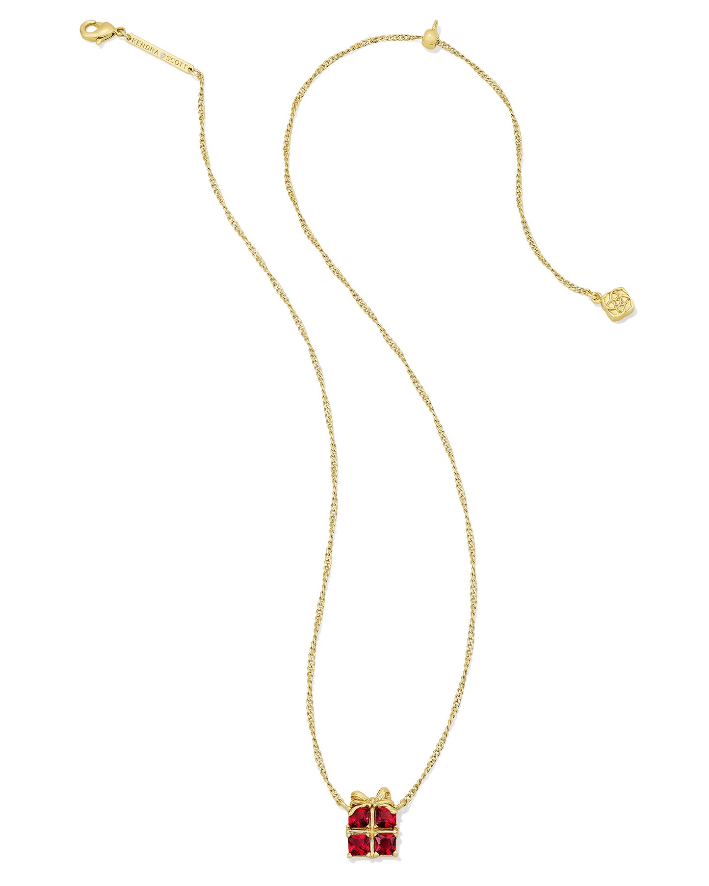 Present Short Pendant Necklace Gold Red Crystal