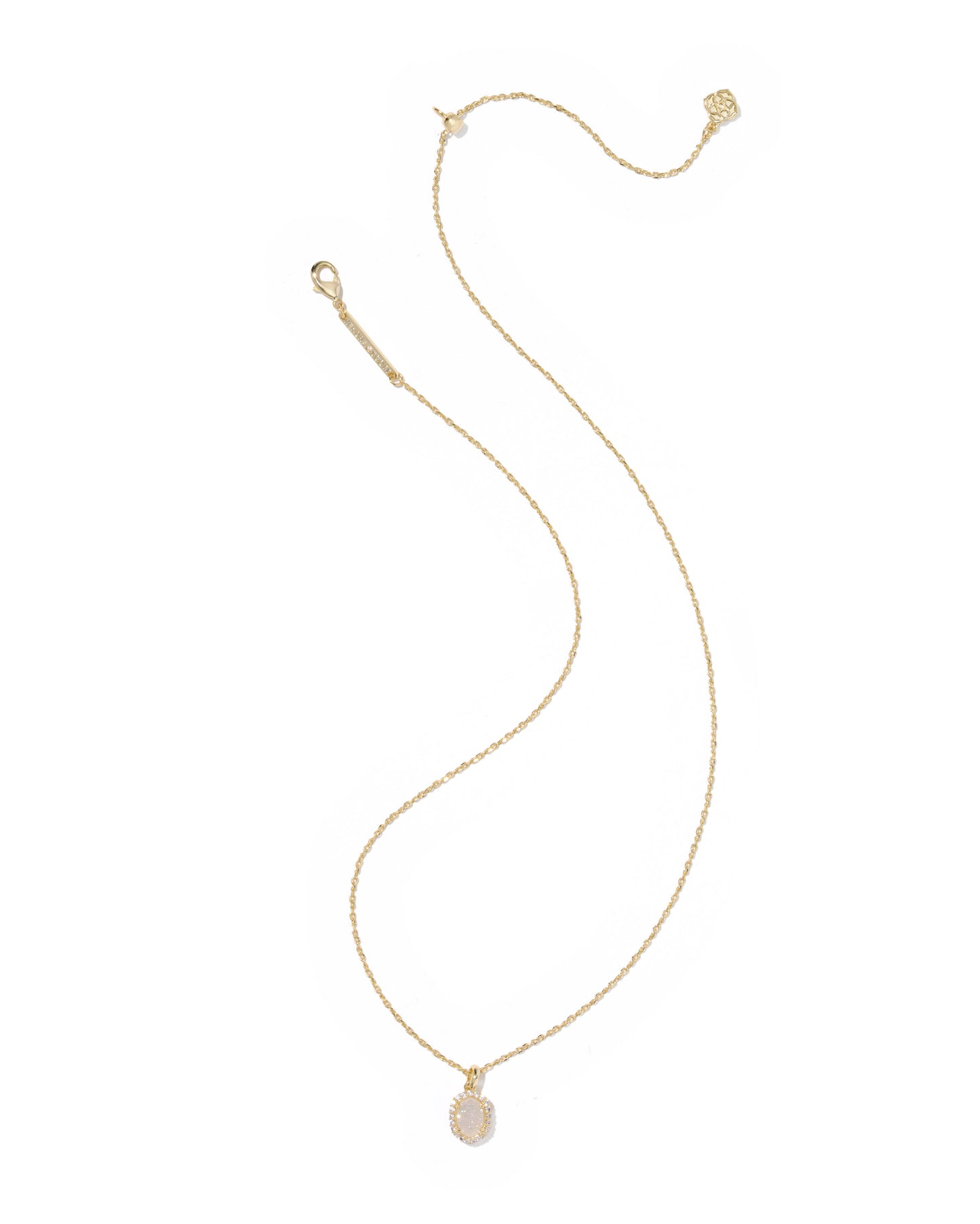 Daphine Crystal Frame Short Pendant Necklace Gold Iridescent Drusy