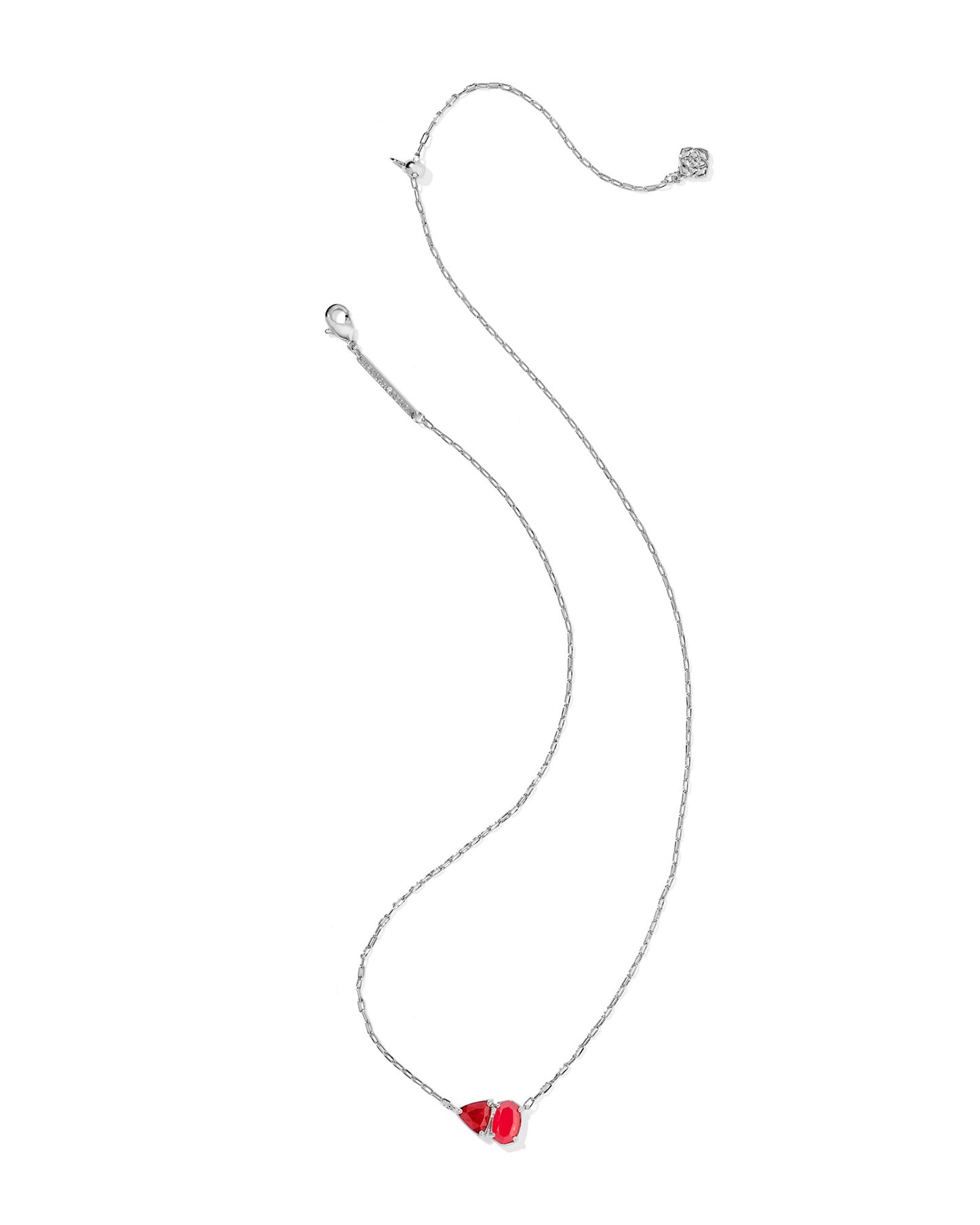 Tatum Short Pendant Necklace Silver Red Mix