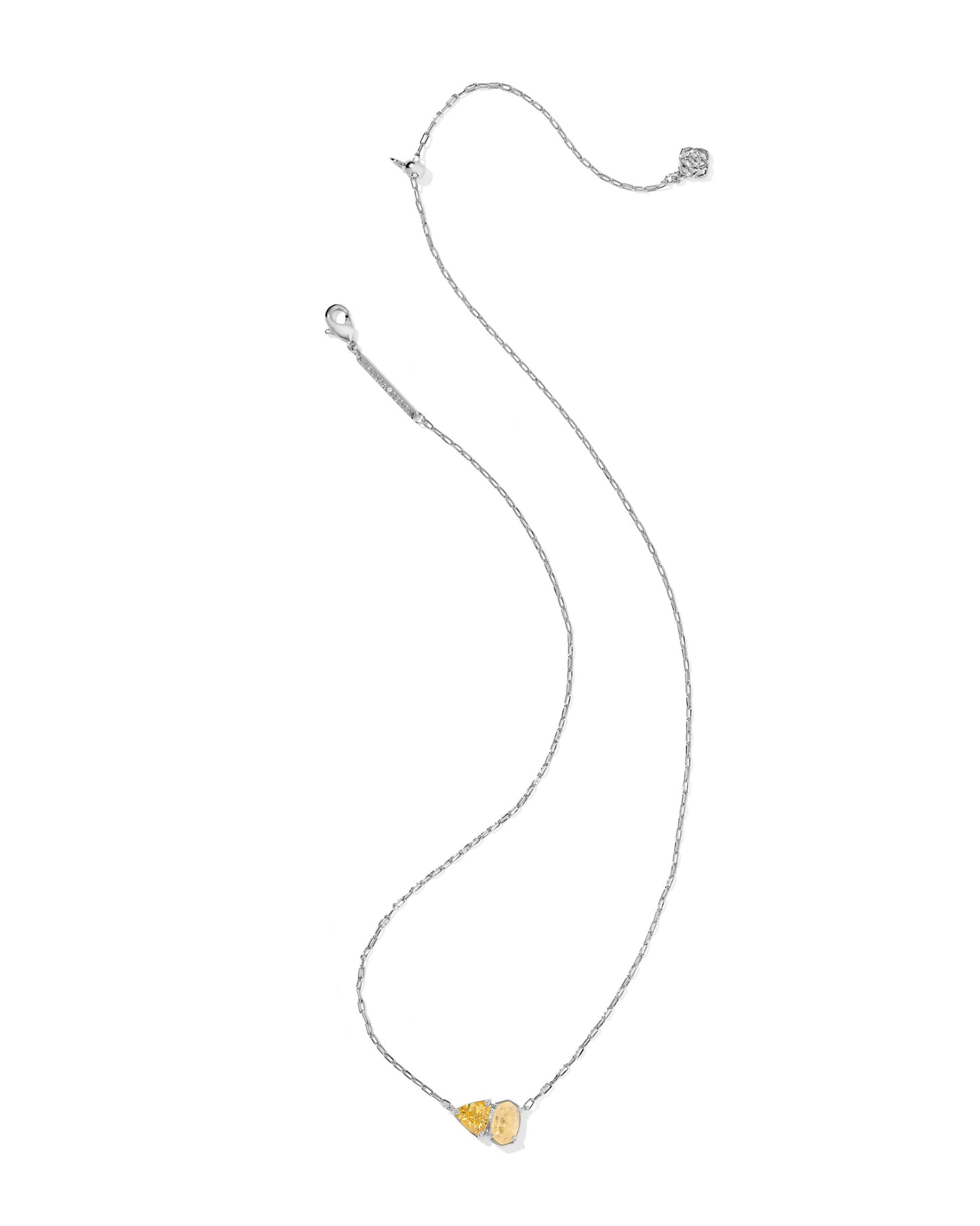 Tatum Short Pendant Necklace Silver Golden Yellow Mix