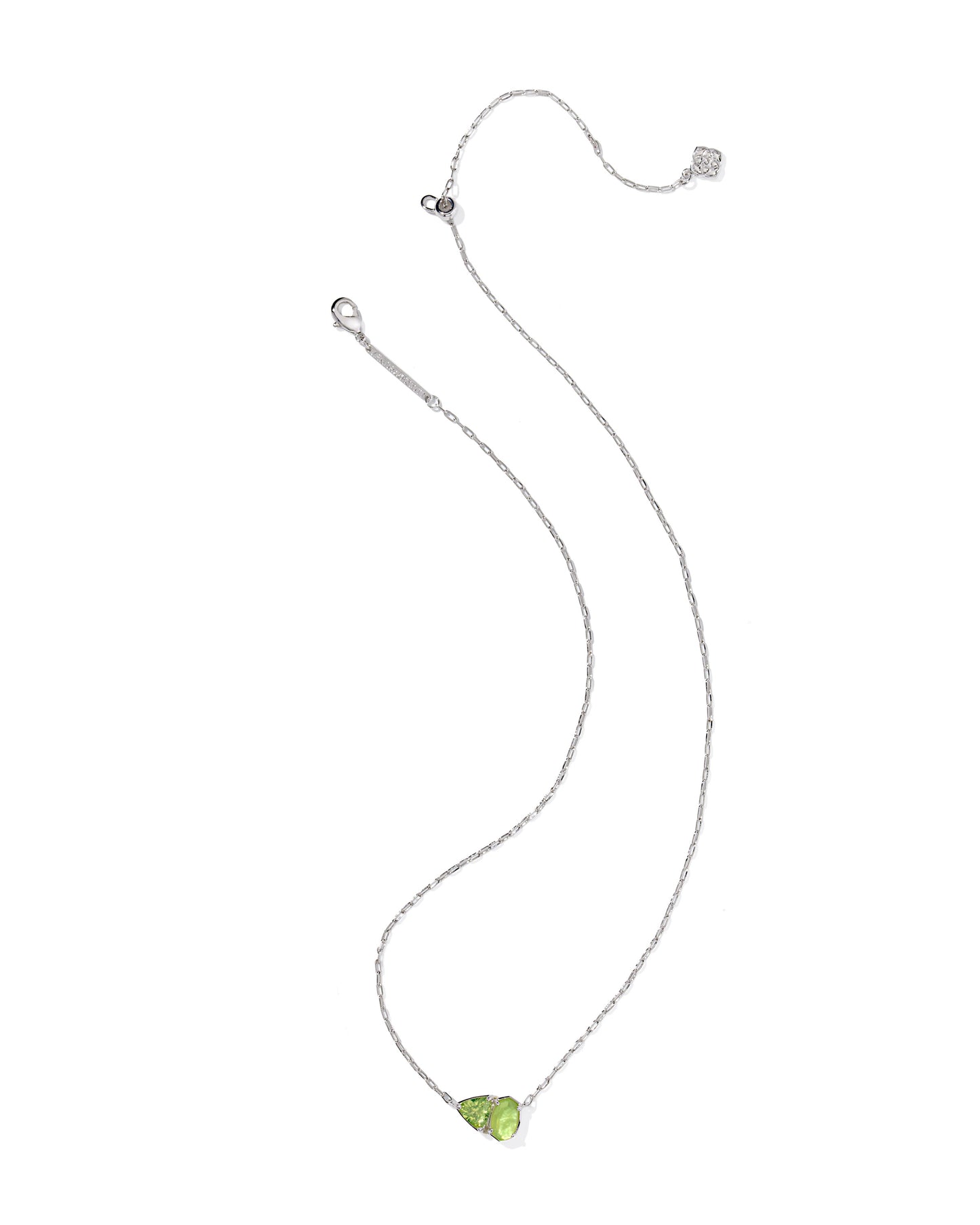Tatum Short Pendant Necklace Silver Light Green Mix