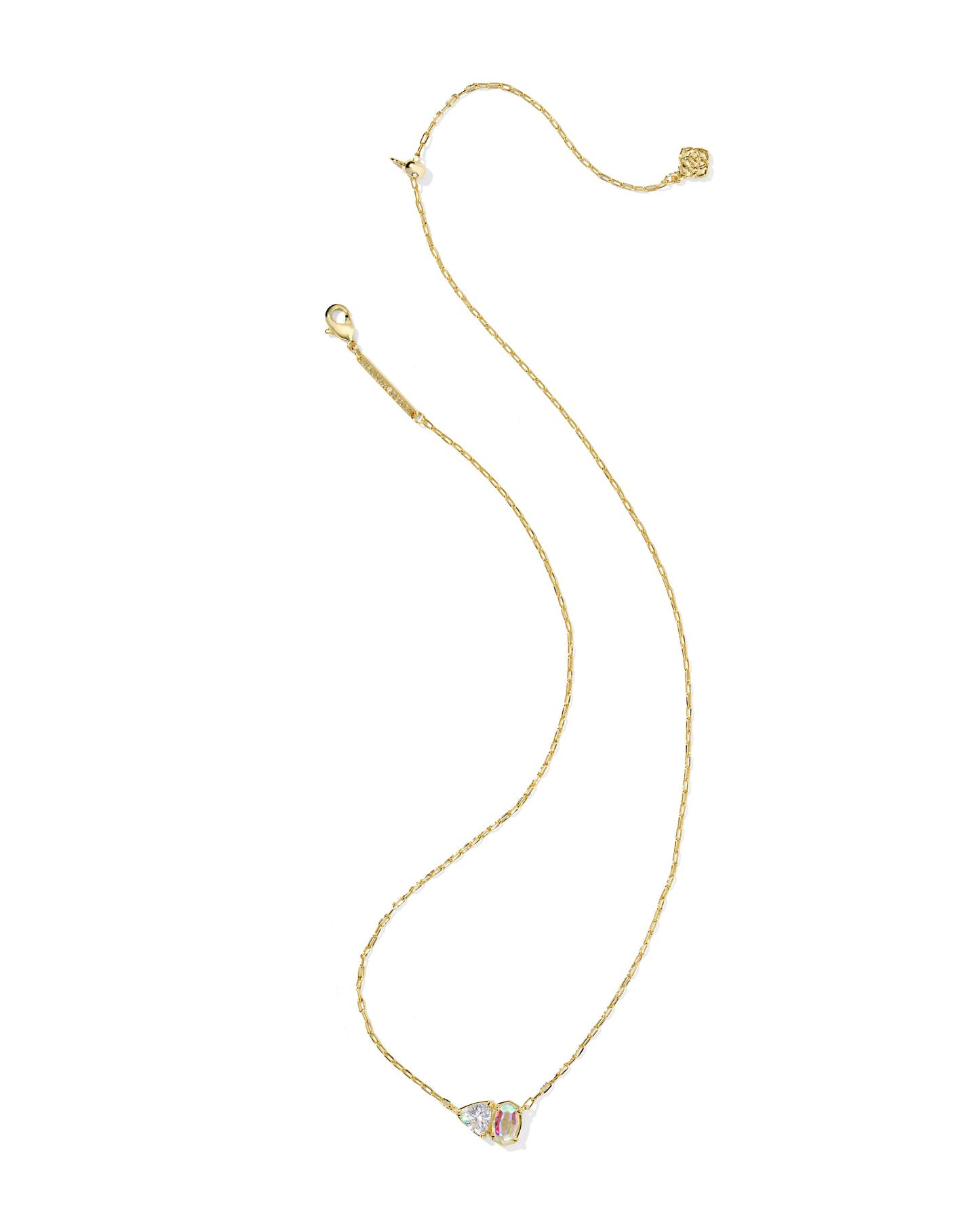 Tatum Short Pendant Necklace Gold White CZ Mix