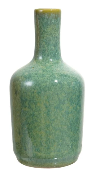 Green Hand-Painted Stoneware Vase