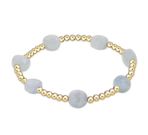 Admire Gold 3mm Bead Bracelet Aquamarine