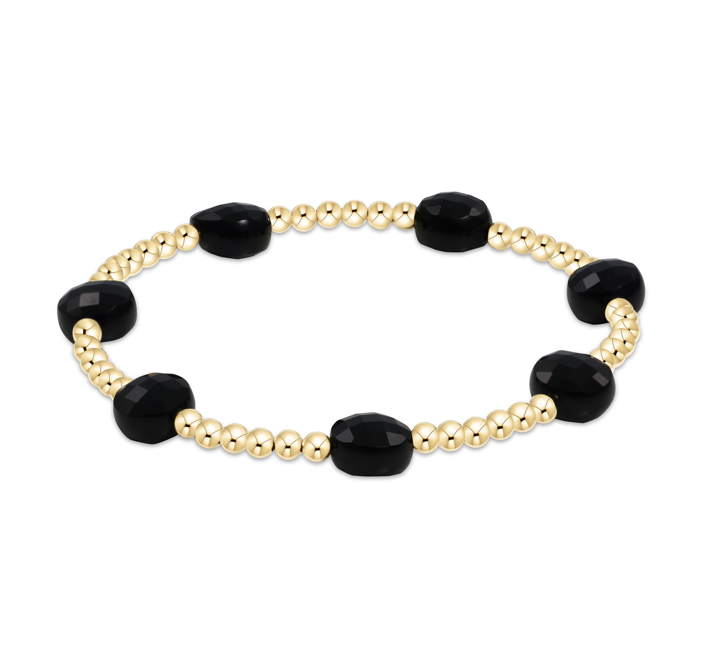Admire Gold 3mm Bead Bracelet Faceted Onyx