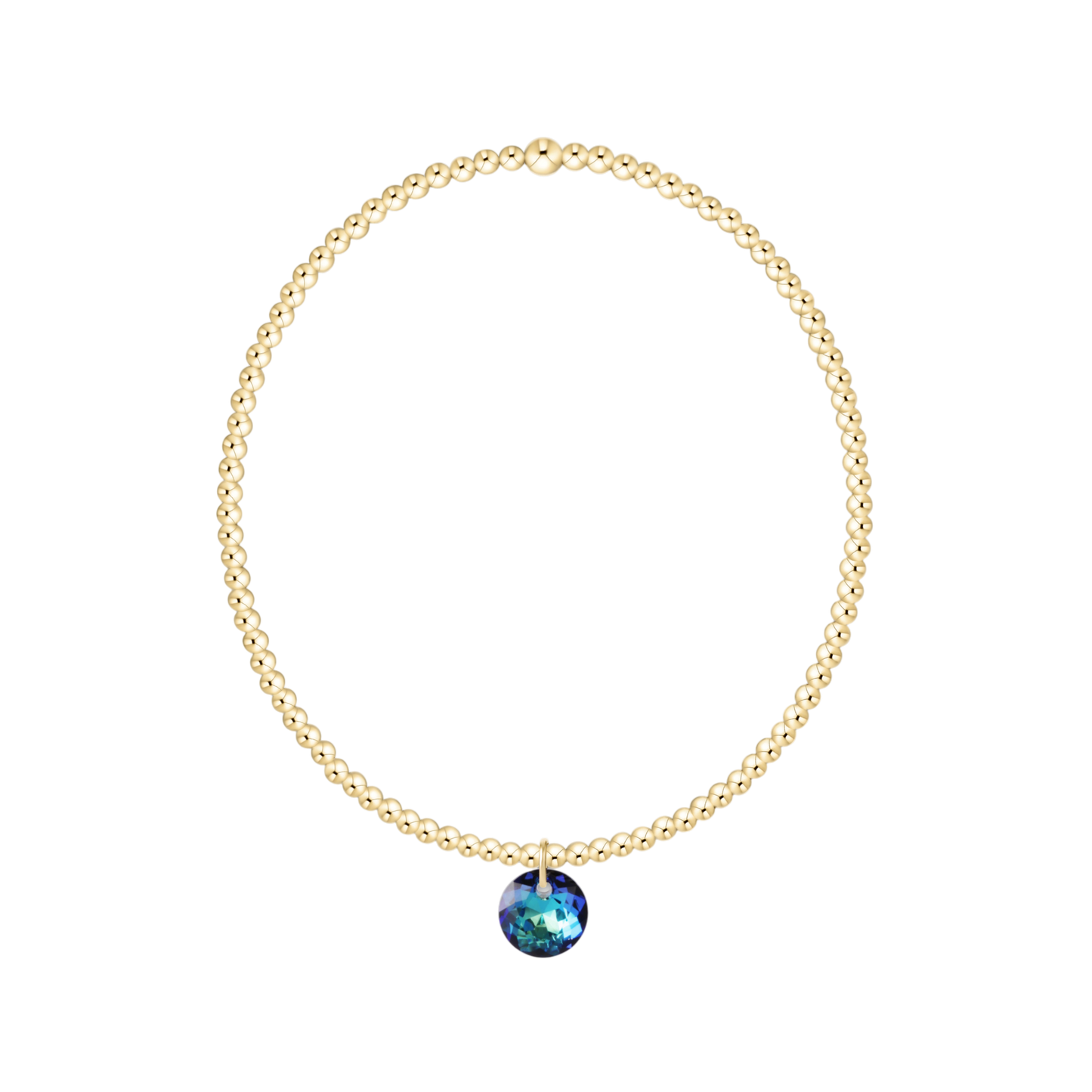 Classic Gold 2mm Bracelet Reflection Small Charm Blue Topaz