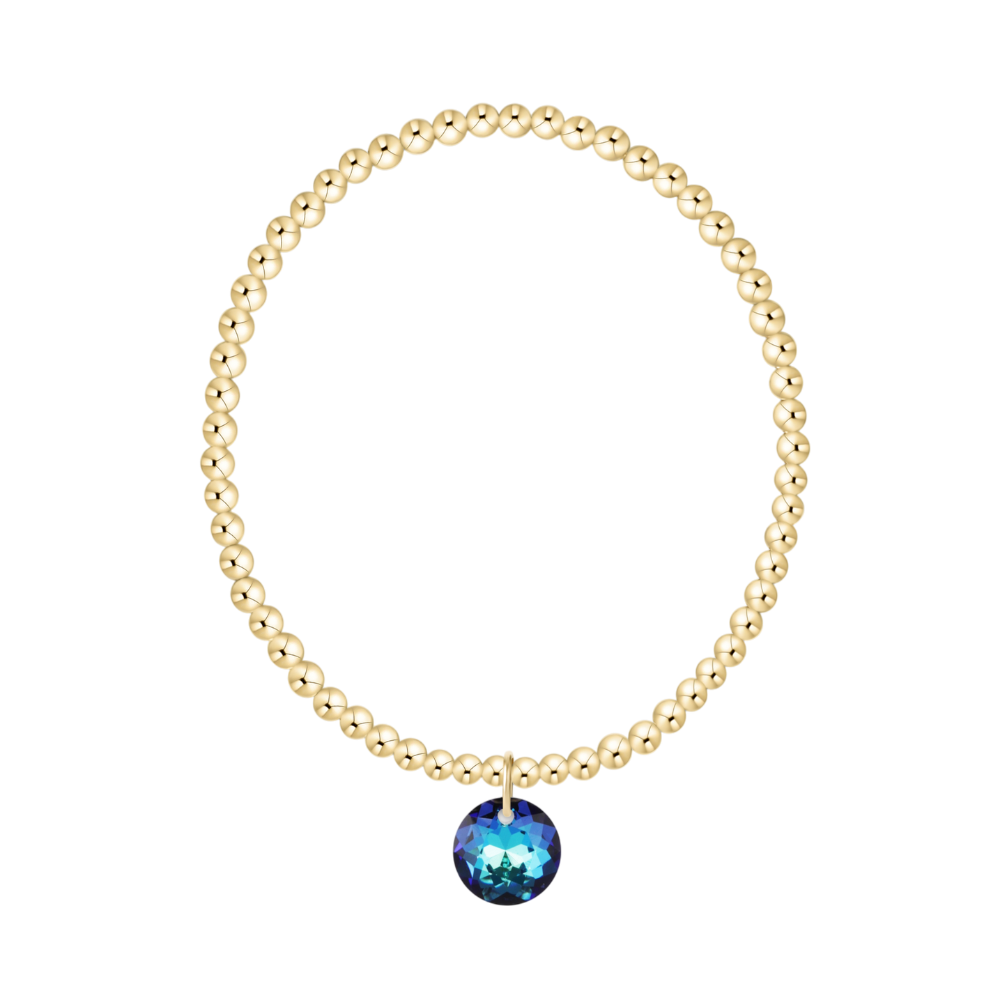 Extends Classic Gold 3mm Bracelet Reflection Charm Blue Topaz