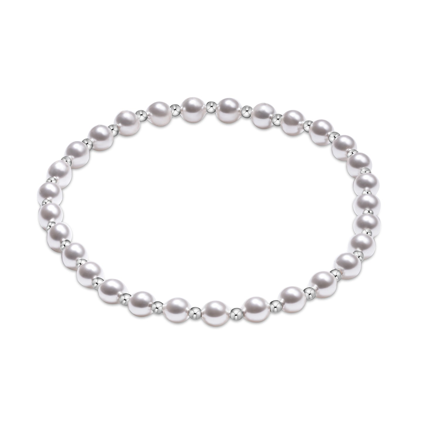 Classic Grateful Pattern Sterling 4mm Bead Bracelet Pearl