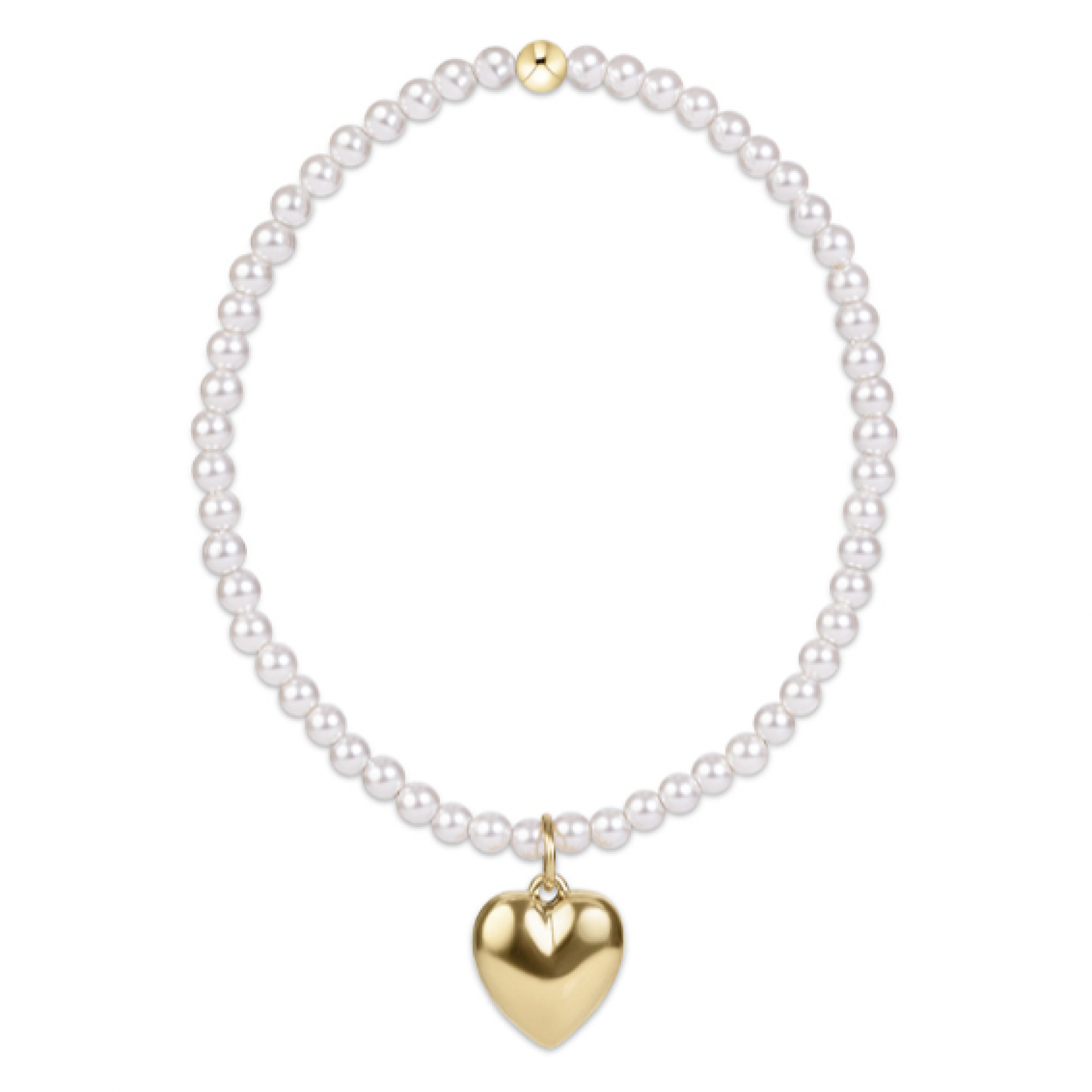 Classic Pearl 3mm Bracelet - Love Plush Gold Charm