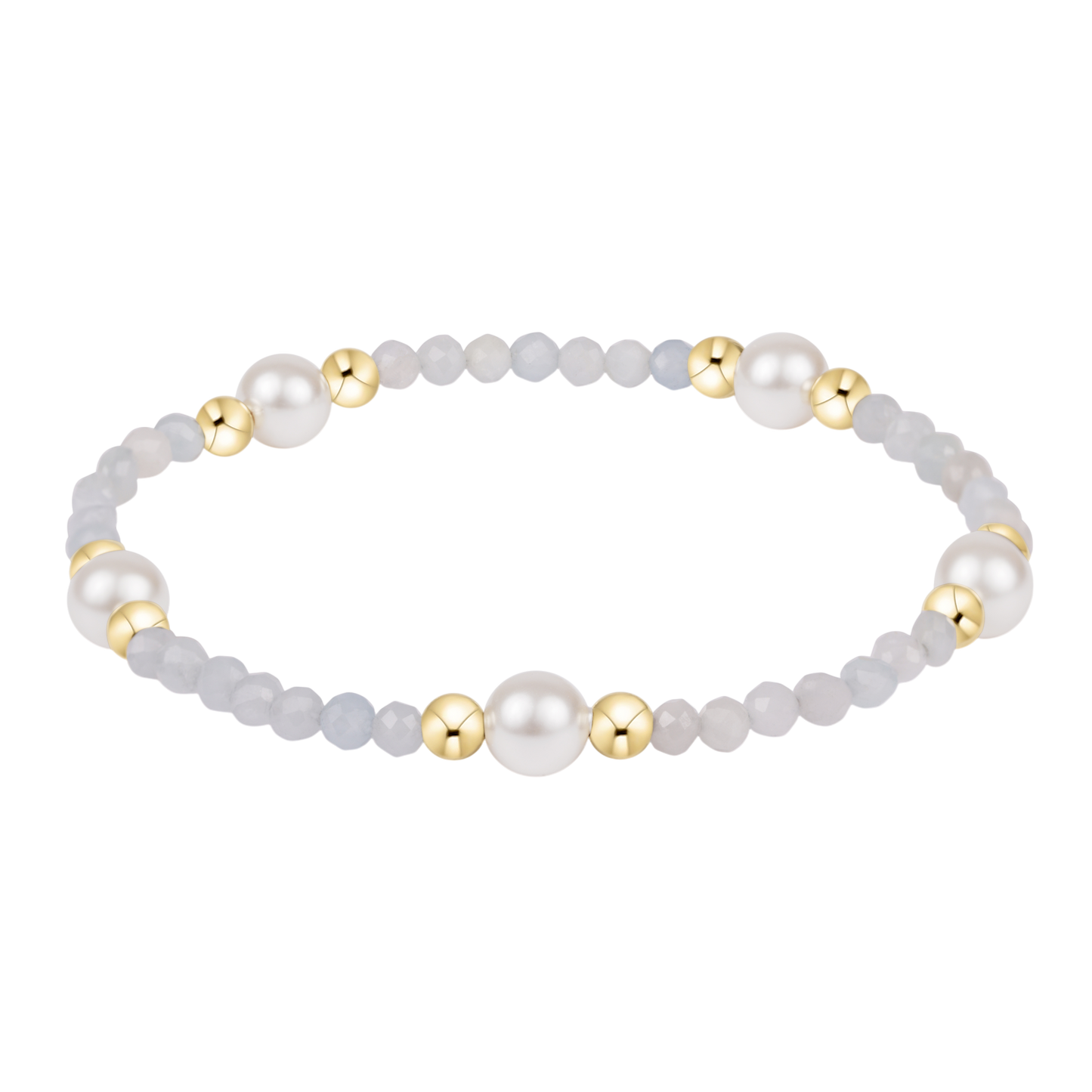 Extends Purpose Pearl 6mm Gem Bracelet Aquamarine