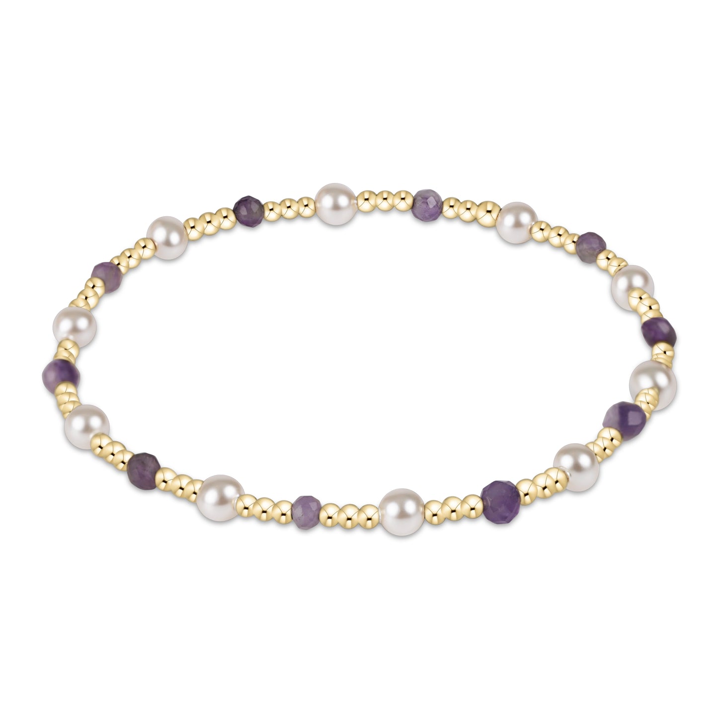 Extends Pearl Sincerity Pattern 4mm Bead Bracelet Amethyst