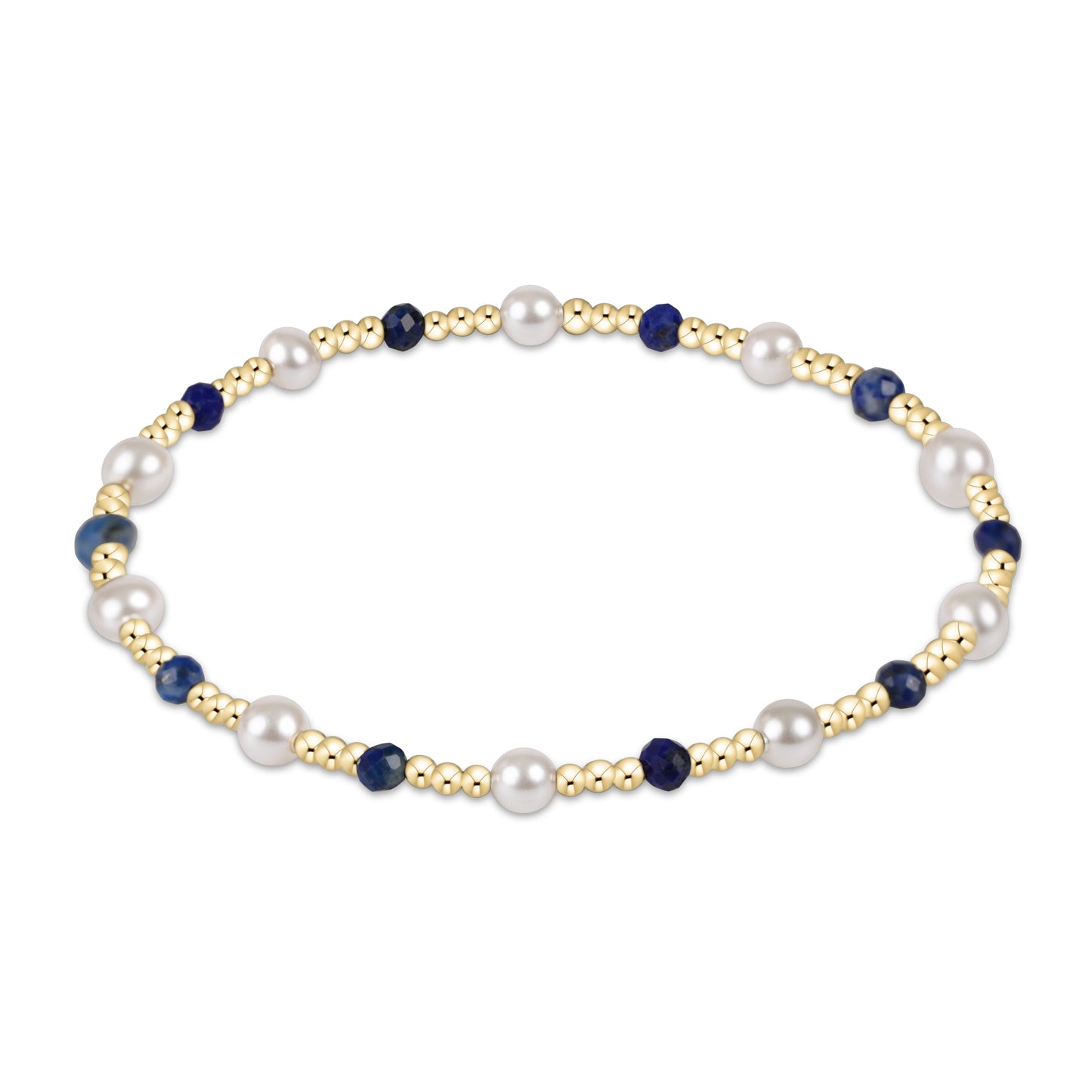 Extends Pearl Sincerity Pattern 4mm Bead Bracelet Lapis