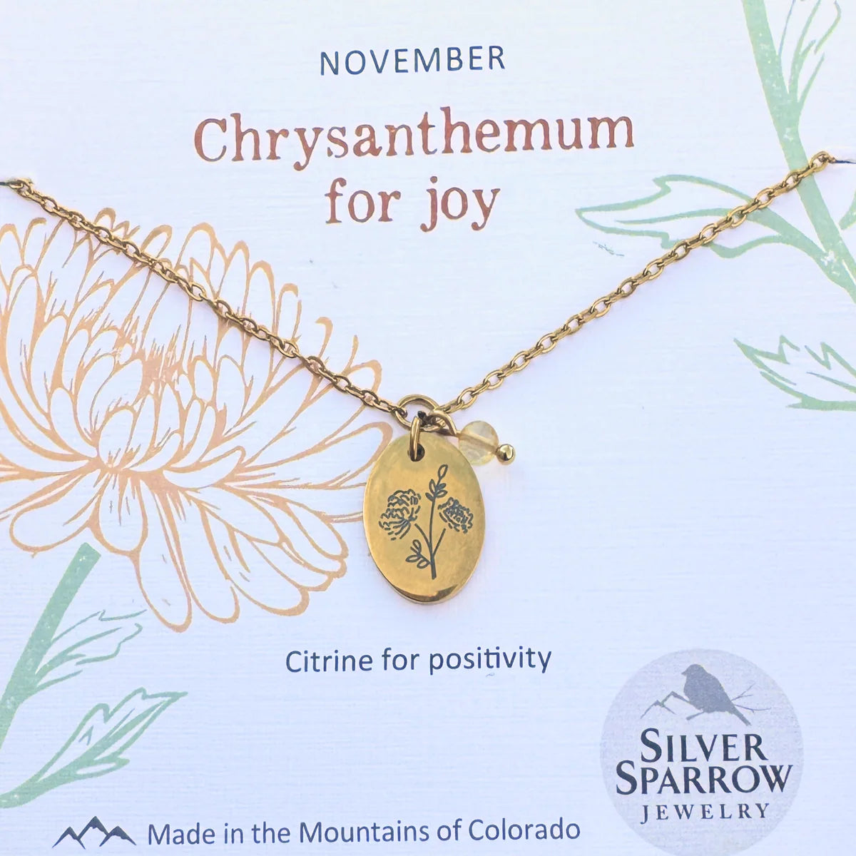 November Gold Birth Flower Necklace