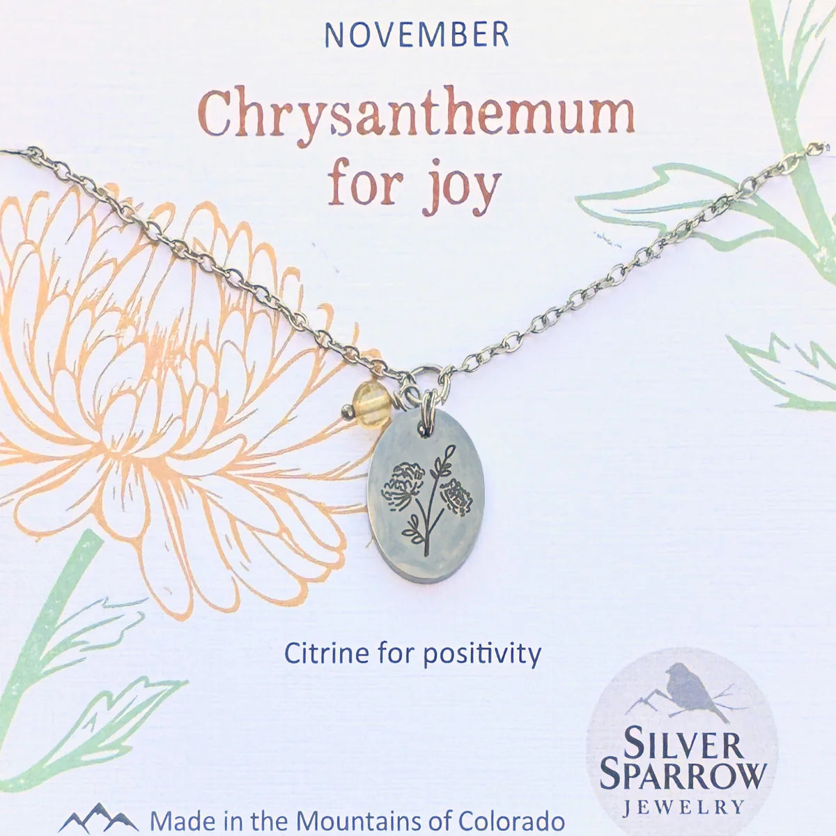 November Silver Birth Flower Necklace