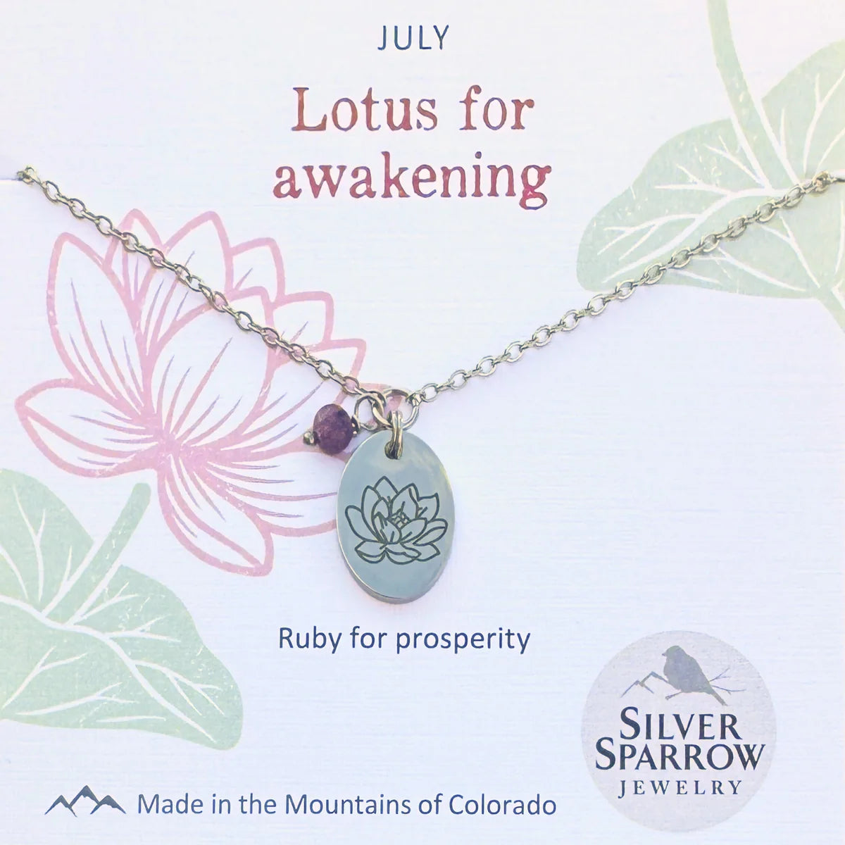 July Silver Birth Flower Necklace