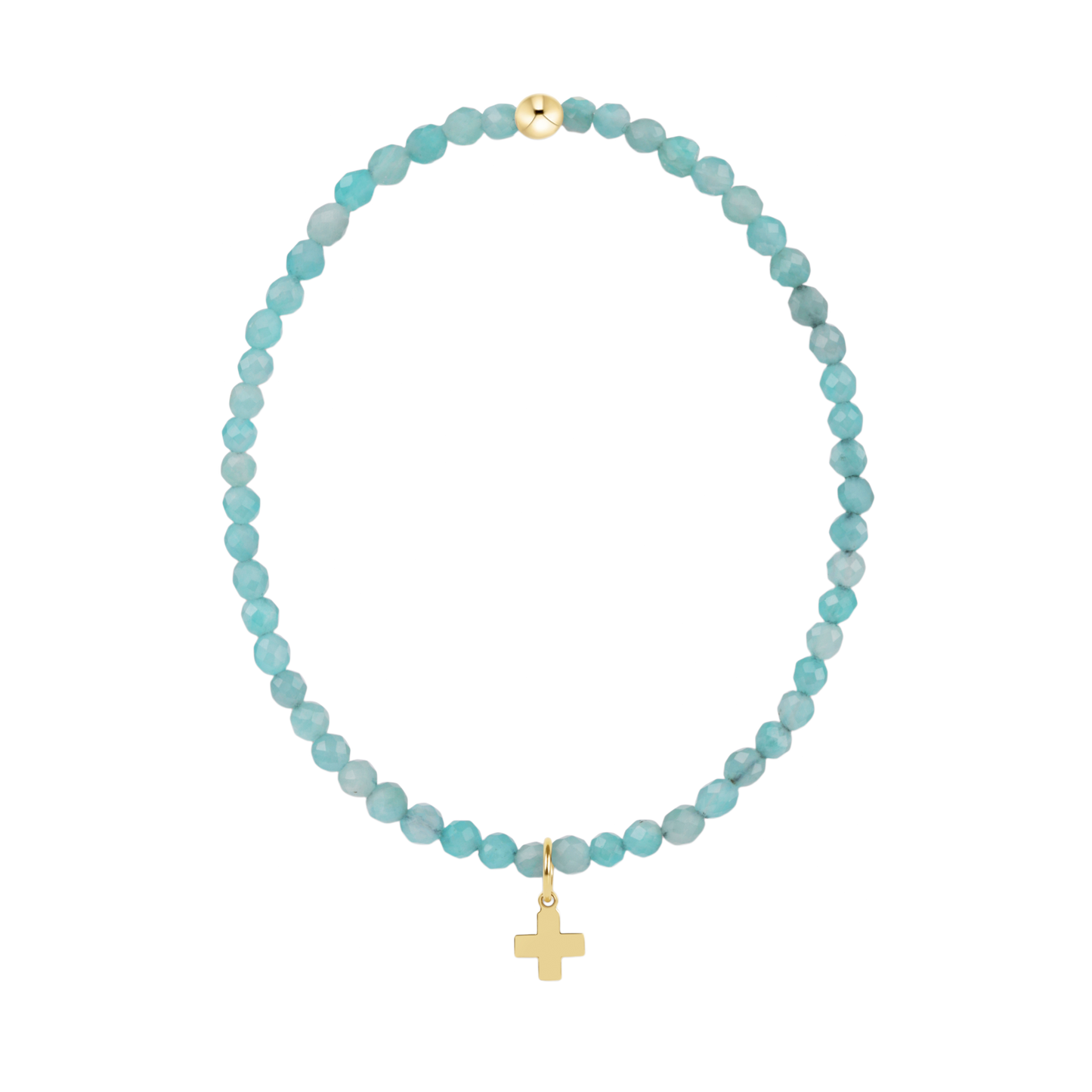 Classic Amazonite 3mm Bracelet Signature Cross Gold Charm