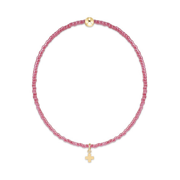 Hope Classic Pink Champagne Bracelet - Signature Cross Small Gold Charm