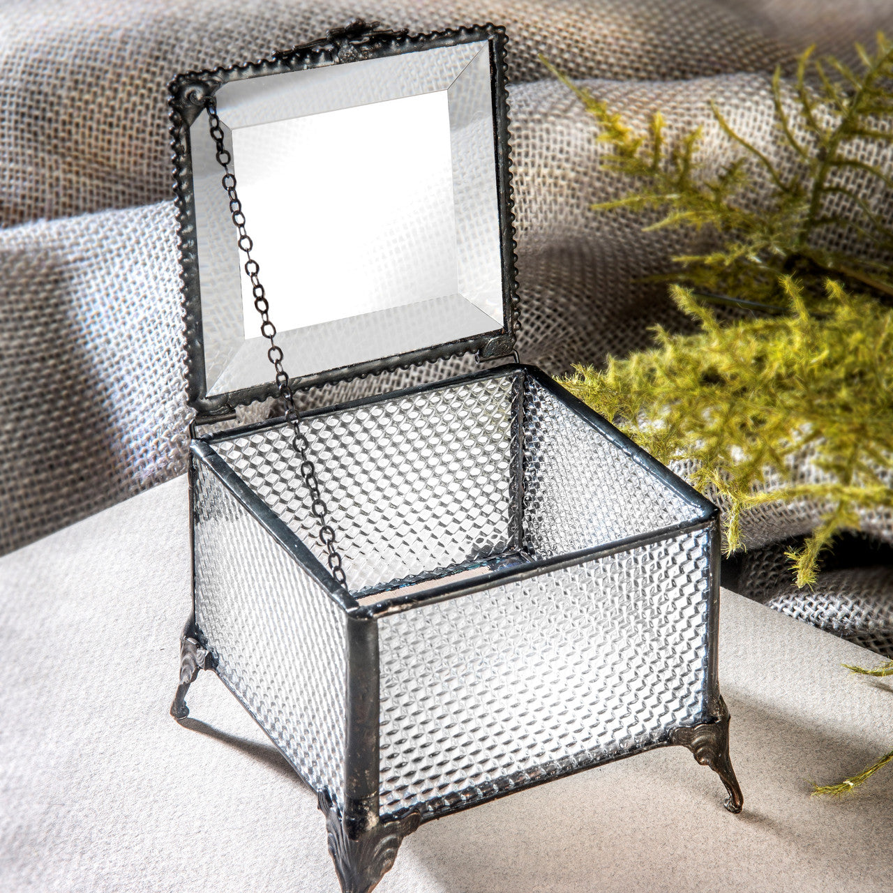 Clear Glass Trinket Jewelry Box