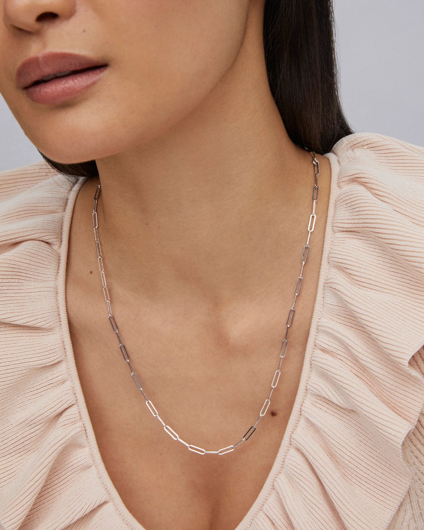 Courtney Paperclip Necklace Silver Metal
