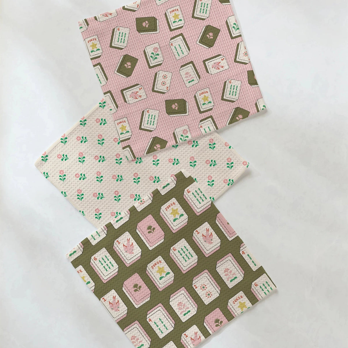Flower Tiles Mahjong Dishcloth Set