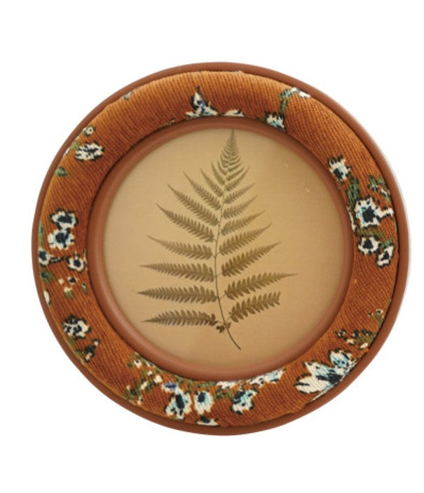Round Fabric Covered Photo Frame with Floral Pattern